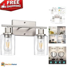 Versatile 2-Light Bathroom Vanity Fixture in Brushed Nickel - Dimmable Stylish