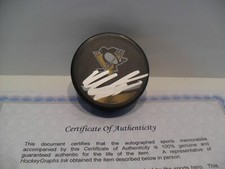Marcus Pettersson Autographed Signed Pittsburgh Penguins Puck COA Reverse Retro