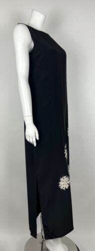 Real Clothes Saks Fifth Avenue 100% Silk MIDI Dress Floral S Black White - Picture 2 of 5