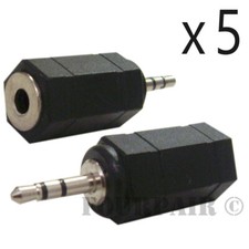 5 Pack Lot - 3.5mm 1/8" Mono Female Jack to 2.5mm Stereo Male Plug Audio Adapter