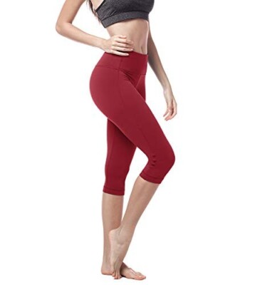 Lapasa Damen Yoga, Workout, Lauf Caprihose. Größe 2XL / 20 Rot High Waist.