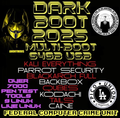 Dark Boot 2025 Multi-Boot USB Kali, Blackarch, Parrot Sec, Tails, BackBox, Qubes
