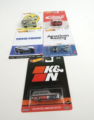 2023 Hot Wheels Premium Set of 5 - Moon Eyes, Kombi, Skyline, Comet, Volvo New