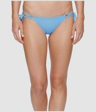  125 Mara Hoffman Women's Blue Solid Grommet Tie Bikini Bottoms Swimwear Size XL