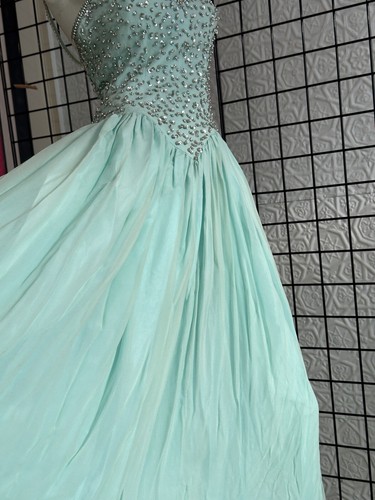 Y2K Prom Pageant Gown-Dress-Aqua Blue-silk-sweetheart-Vintage Inspired-Small - 第 11/24 張圖片