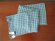 NWT J CREW Emerald Blue Green White Wool Cotton Plaid Check GINGHAM Scarf, Italy