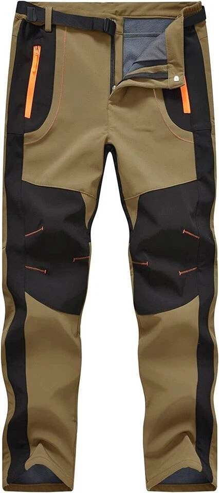 Men's Fleece Lined Softshell Pants Hiking Outdoor Skiing with belt-Khaki
Opens in a new window or ta