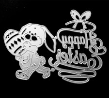Easter Bunny Die Cuts for Card Making,Happy Easter Words Cutting Dies Easter Egg
