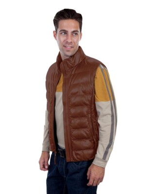 Scully Western Vest Mens Horizontal Rib Zip Front Point Collar F0_619