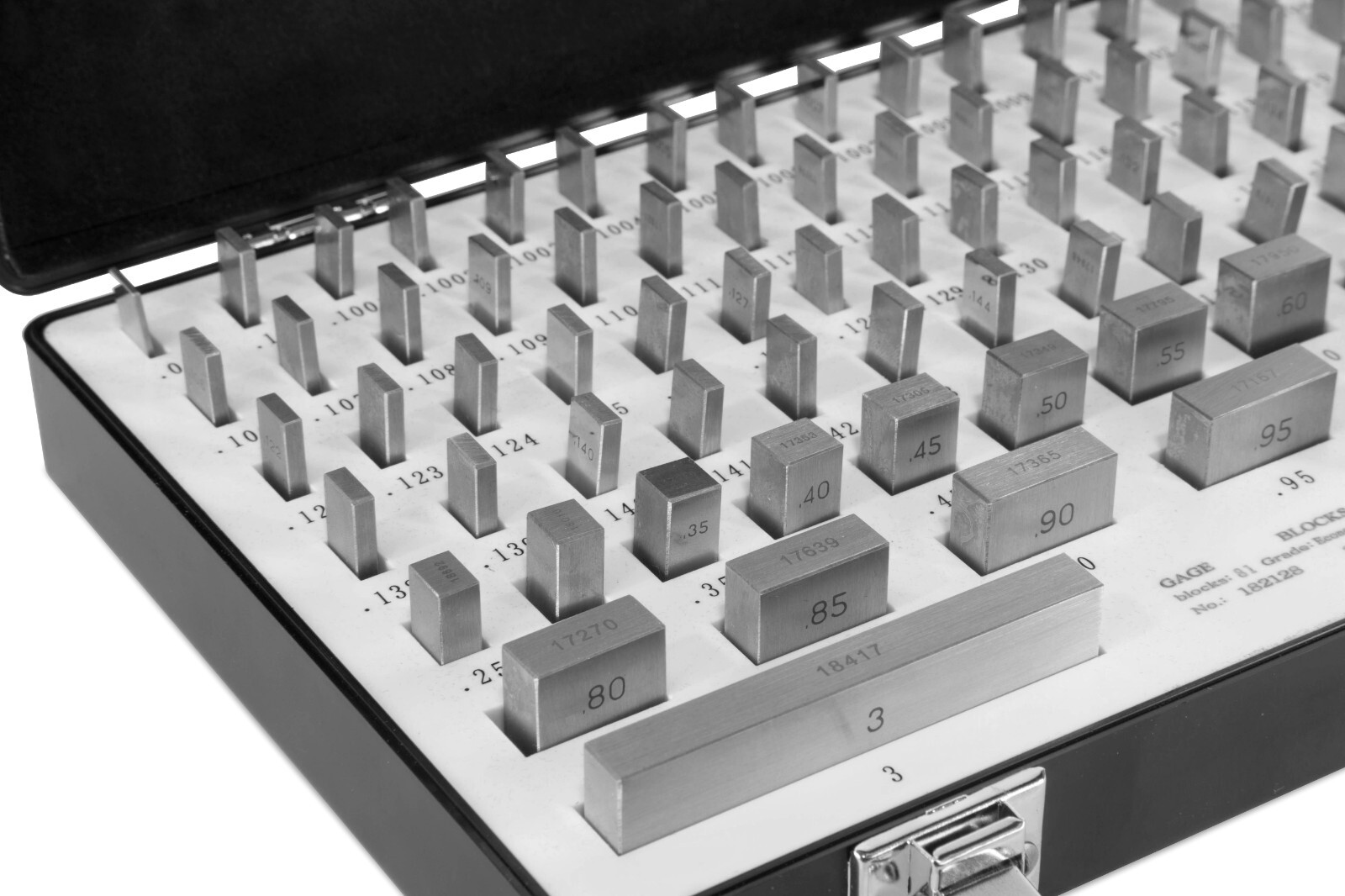 81-Piece Rectangular Steel Gauge Block Set with Case Sizes .05 in up to