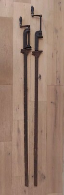 MATCHED PAIR Vintage HARTFORD Sliding Clamps, 36'' shipyard woodworking wood 3'