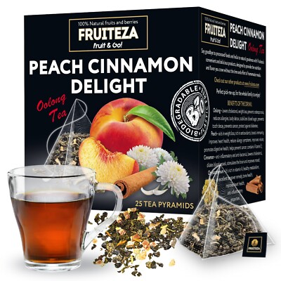 Peach Oolong Tea Bags (Count of 25) Herbal Oolong Peach Cinnamon Tea Blend