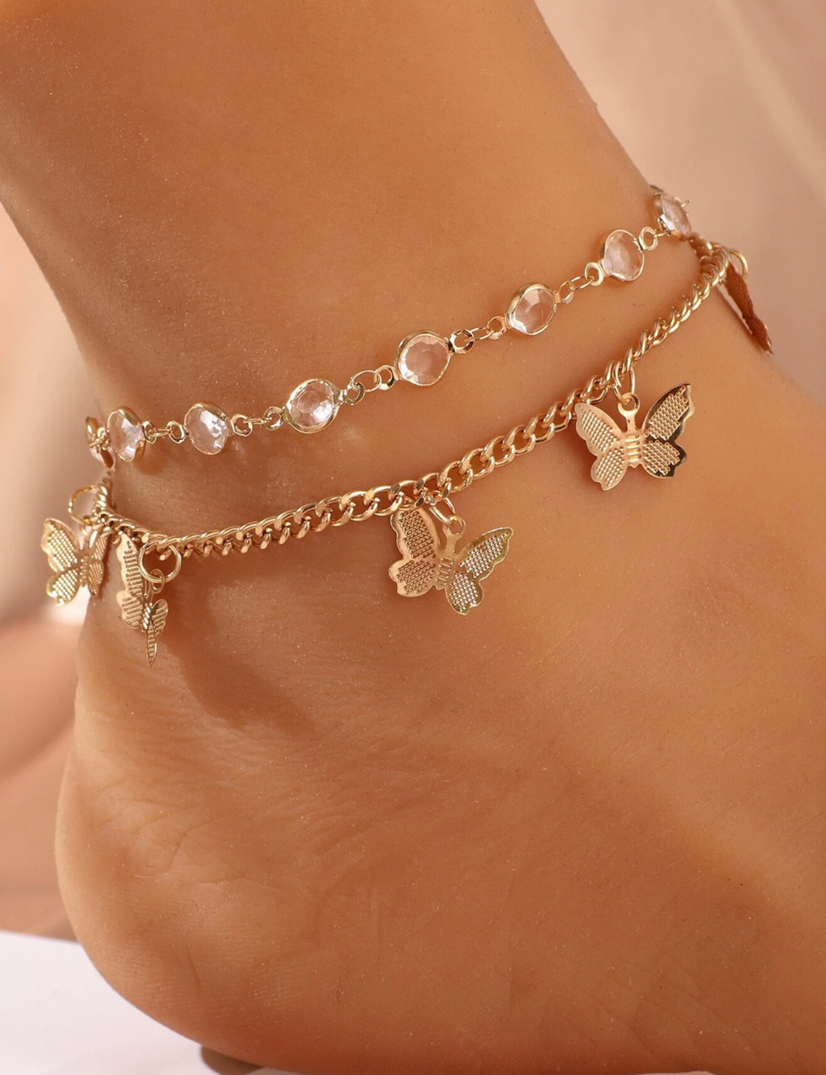 Pulsera Tobillera Pie Tobillo de Mujer Esclava Brazalete en Oro