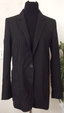 NWT MNG Casual Women's Career Black Stripe Polyester Blend Blazer Jacket Size S