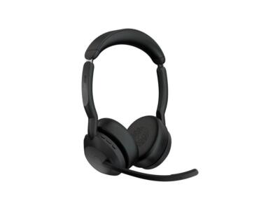 Jabra Evolve2 55 Stereo USB-C Wired On-Ear Headset with Charging Stand, MS Teams