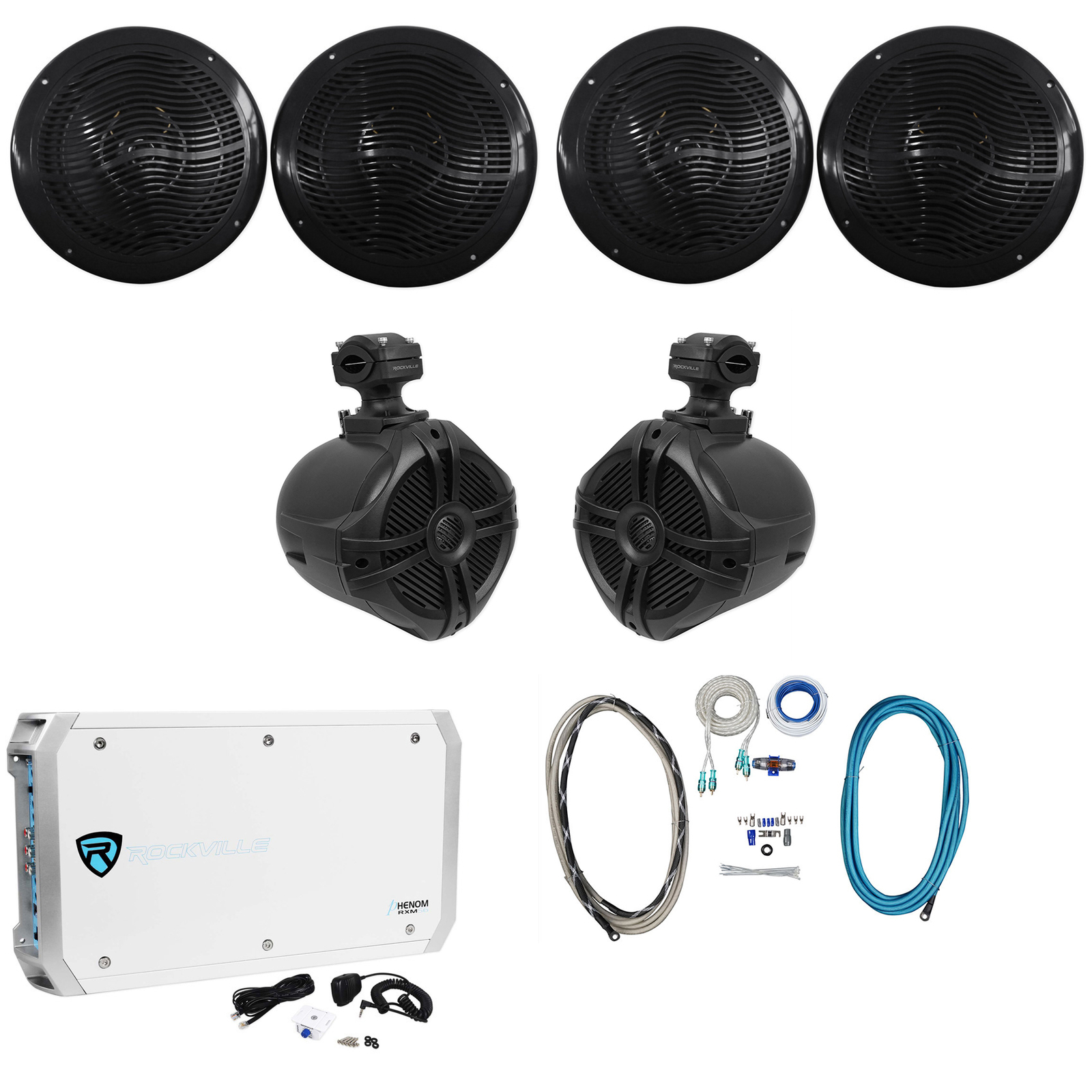 4 Rockville RMC80B 8 динамиков для морских лодок мощностью 1600 Вт 2 Вейкборда Усилитель Комплект проводов 69690₽