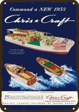 1953 CHRIS-CRAFT CATALINA & HOLIDAY Barche in legno REPLICA DECORATIVA INSEGNA METALLO