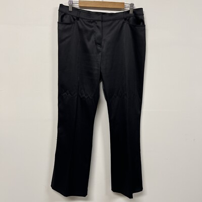 Marks & Spencer Black Satin Straight Leg Dress Pants Womens M Holiday Party Gift