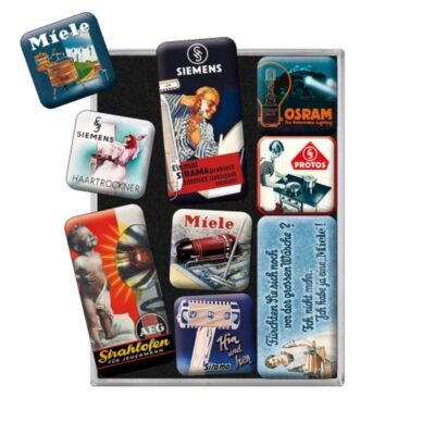 Nostalgic-Art - 9tlg. Kraft Pinnwand Kühlschrank-Magnet-Set - Traditionsmarken