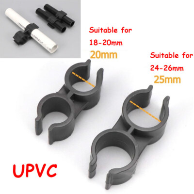Inside Dia 20/25/32mm Dark Gray UPVC Plastic Double U-Shaped Pipe Clamps Clips