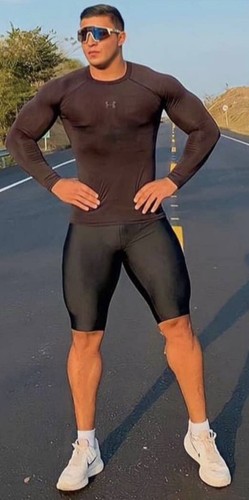 Mens BLack Shiny Running Spandex 