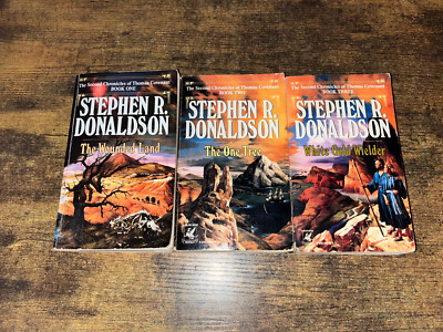 Stephen R Donaldson SECOND CHRONICLES OF THOMAS CONVENANT 3 paperback book set a