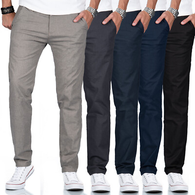 A. Salvarini Herren Designer Chino Stoff Hose Kariert Lang Stretch Regular AS370