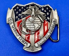 USMC Marines Semper Fidelis Cutout Patriotic Military Service Usa Belt Buckle