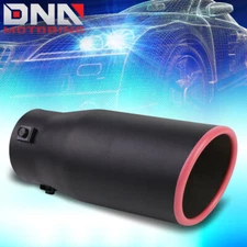 2.875"INLET/3.5"OD STAINLESS STEEL BLACK EXHAUST MUFFLER TIP SLANT CUT PINK EDGE