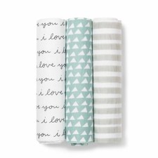 Cloud Island Muslin Blankets 180 Count Mint Grey White