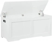 39.4 Inch Storage Chest, Wooden Storage Bench, Toy Chest with 2 Safety Hinges