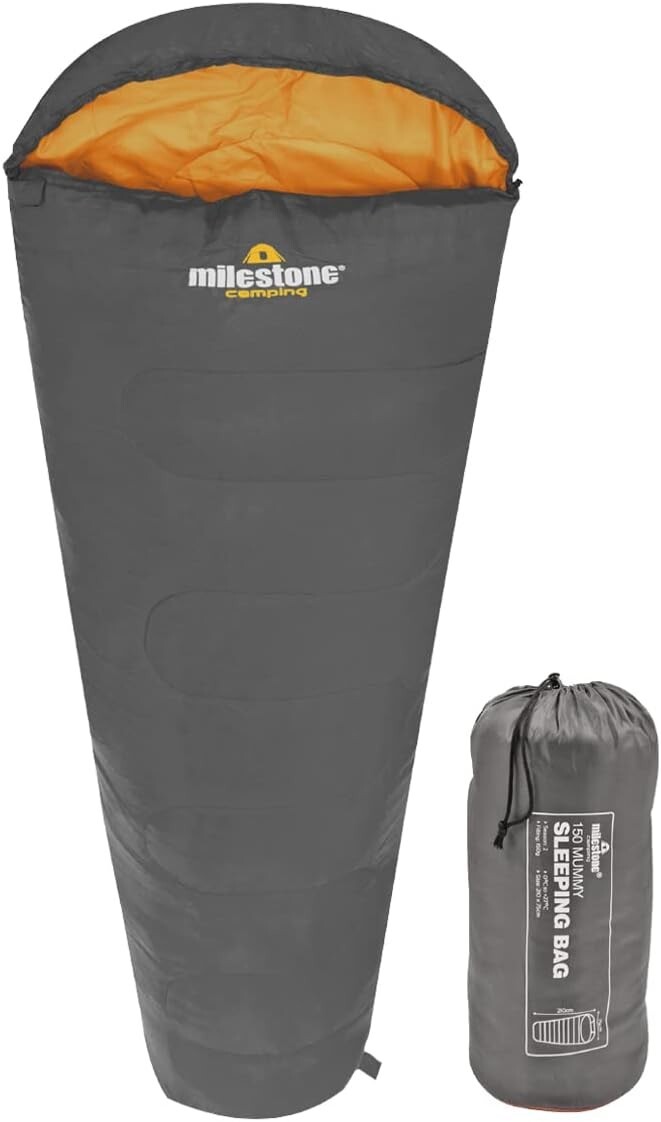 Mummy Sleeping Bag / Grey & Orange Single Sleeper - 27000
