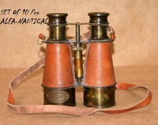 6'' Brass Binocular Maritime Nautical Spyglass W/ Leather Grip Binocular Lot 10