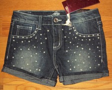 NWT Almost Famous Rhinestone / Pearl Denim Jean Shorts Girls 10