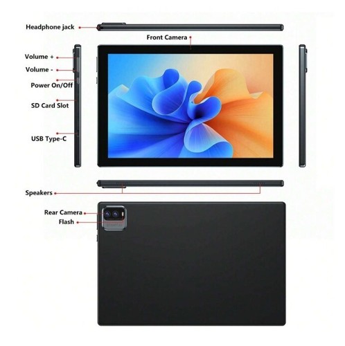 PEICHENG Tablet 10.1" Android 13 4GB 128GB Quad-Core 2.00GHz WIFI NEW - Picture 2 of 7