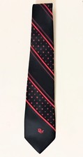 CHRISTIAN DIOR Mens Vintage Navy Blue Red Striped Tie w/ Logo Cravates 56"