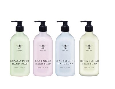Lady Bee Hand Soap Set, 4 Pack with Eucalyptus, Lavender, Tea Tree Mint, Hone...