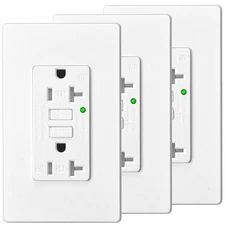 GFCI GFI Outlet 20 Amp LED Indicator TR WR Residential Commercial Grade ETL 3Pcs