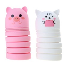 Telescoping Silicone Pen Case Pen Holder Zippered Pen Pouches for Student Kid