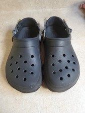 Crocs Iconic Comfort Black Clogs Size M7 W9 Pre-Owned Casual Shoes