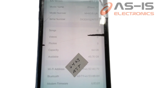 *AS-IS* Apple iPhone 11 A2111 64GB (AT&T 64.0.1) Black Touchscreen Smartphone - Picture 3 of 5