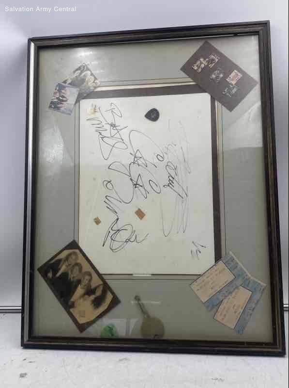 Memorabilia Display Rock Band Framed Autographed Signatures Not Authenticated