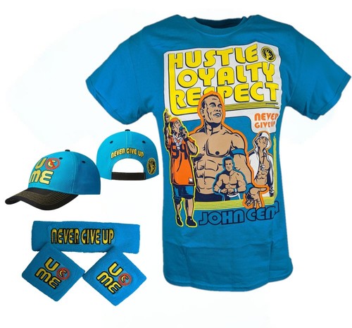 John Cena Jungen blau Throwback Kinder Kostüm T-Shirt Hut Armbänder - Bild 1 von 6