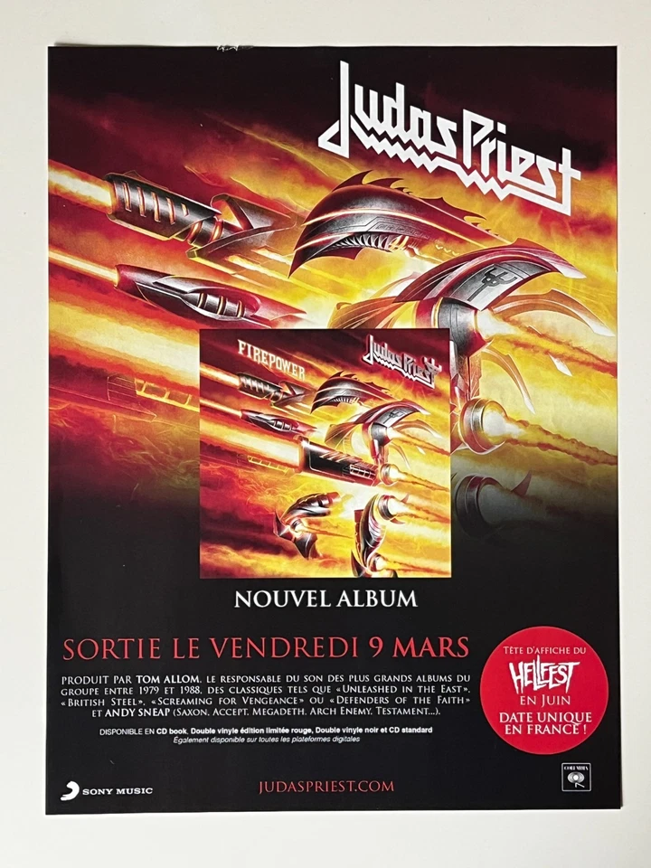 JUDAS PRIEST fire power publicité magazine album concert advertising 22x30 - Photo 1/1