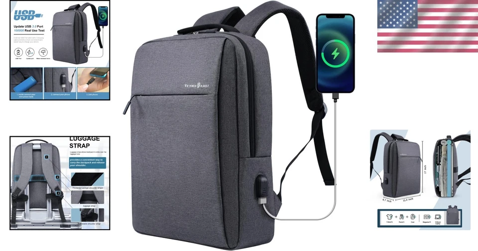Versátil mochila de viaje para computadora portátil de 15,6 pulgadas - regalo funcional y elegante para todos Foto 2 de 4