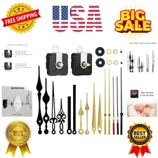 2 Pieces Silent Clock Movement Mechanism Long and Short Shaft with 6 Differen...