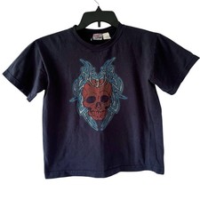 Vtg Youth Kids Boys XTREME LIMIT Skater Grunge Tee Shirt Skull Tribal Y2K 8