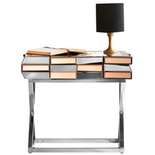 CARME Home Knightsbridge Mirrored Side Table Rose Gold