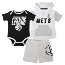 Infant Black/White/Gray Brooklyn Nets Bank Shot Bodysuit, Hoodie T-Shirt &