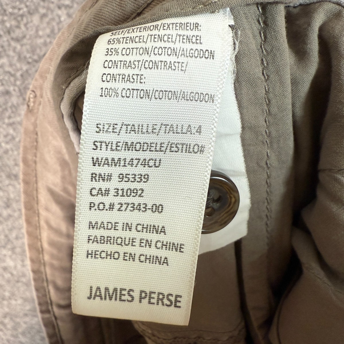 Standard James Perse Pants Womens 4 Beige Cargo Tapered Cropped